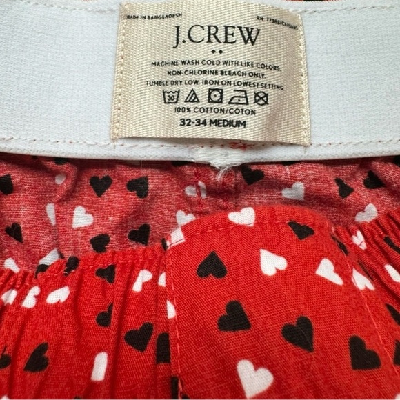 J. CREW Heart Print Boxer Shorts - Red, Medium (32-34) | 100% Cotton - Picture 4 of 9